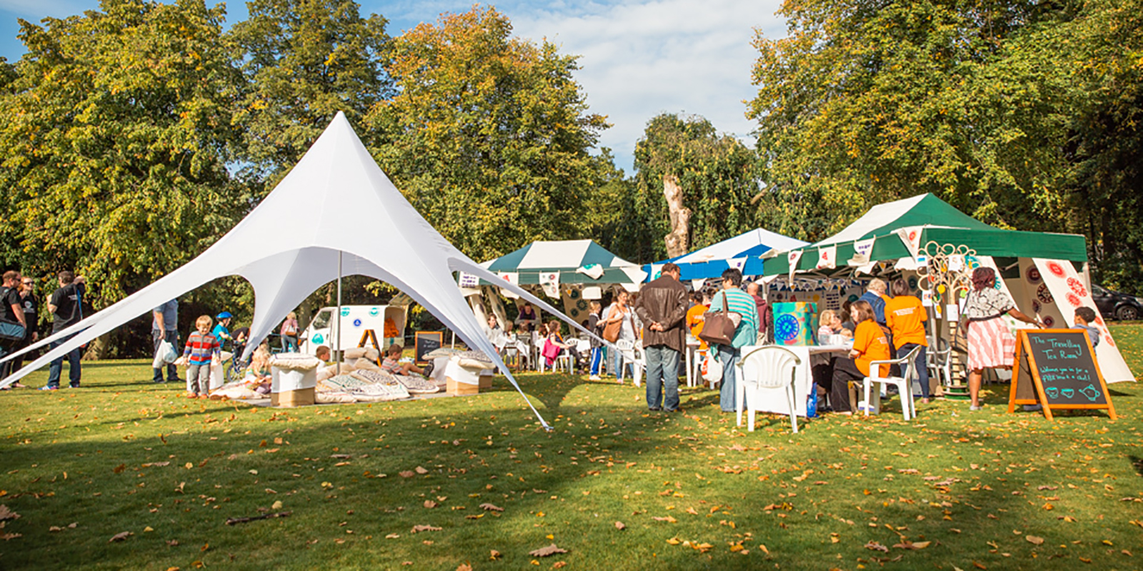 Marquees in a field